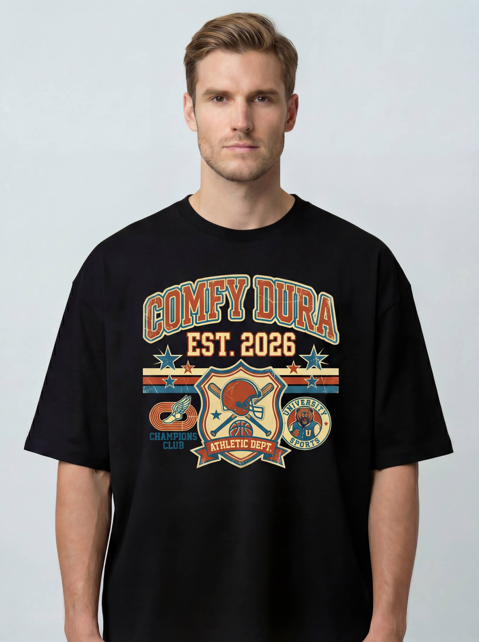 Comfy Dura Vintage Champions Graphic Tee - Vintage Graphic Tee Oversized T-Shirt 100% Cotton