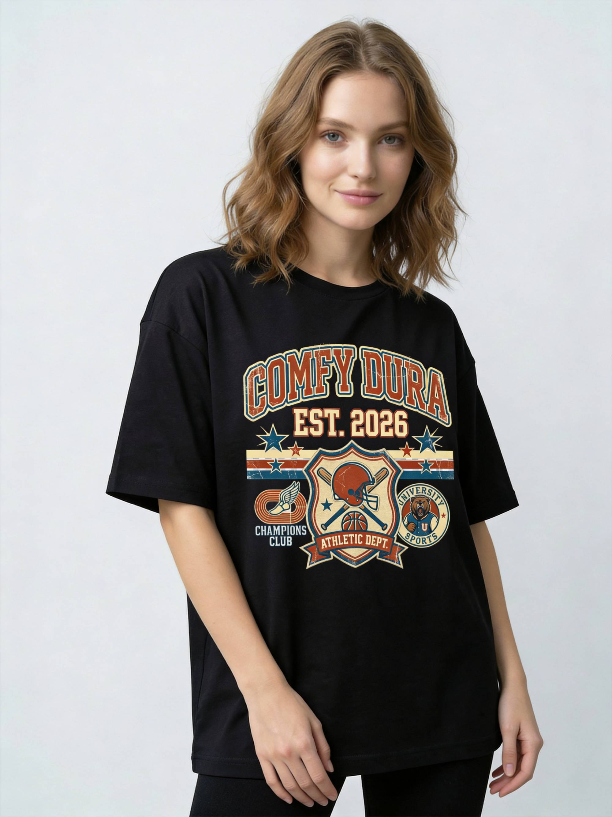 Comfy Dura Vintage Champions Graphic Tee - Vintage Graphic Tee Oversized T-Shirt 100% Cotton