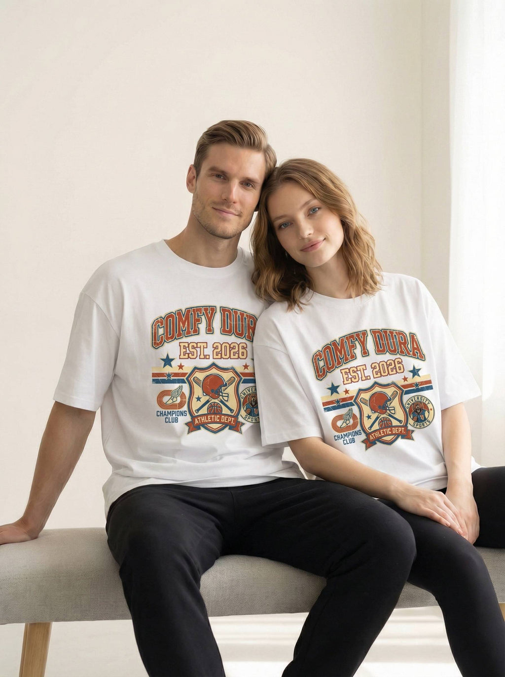 Comfy Dura Vintage Champions White Tee - Vintage T-Shirt Oversized Graphic Tee 100% Cotton