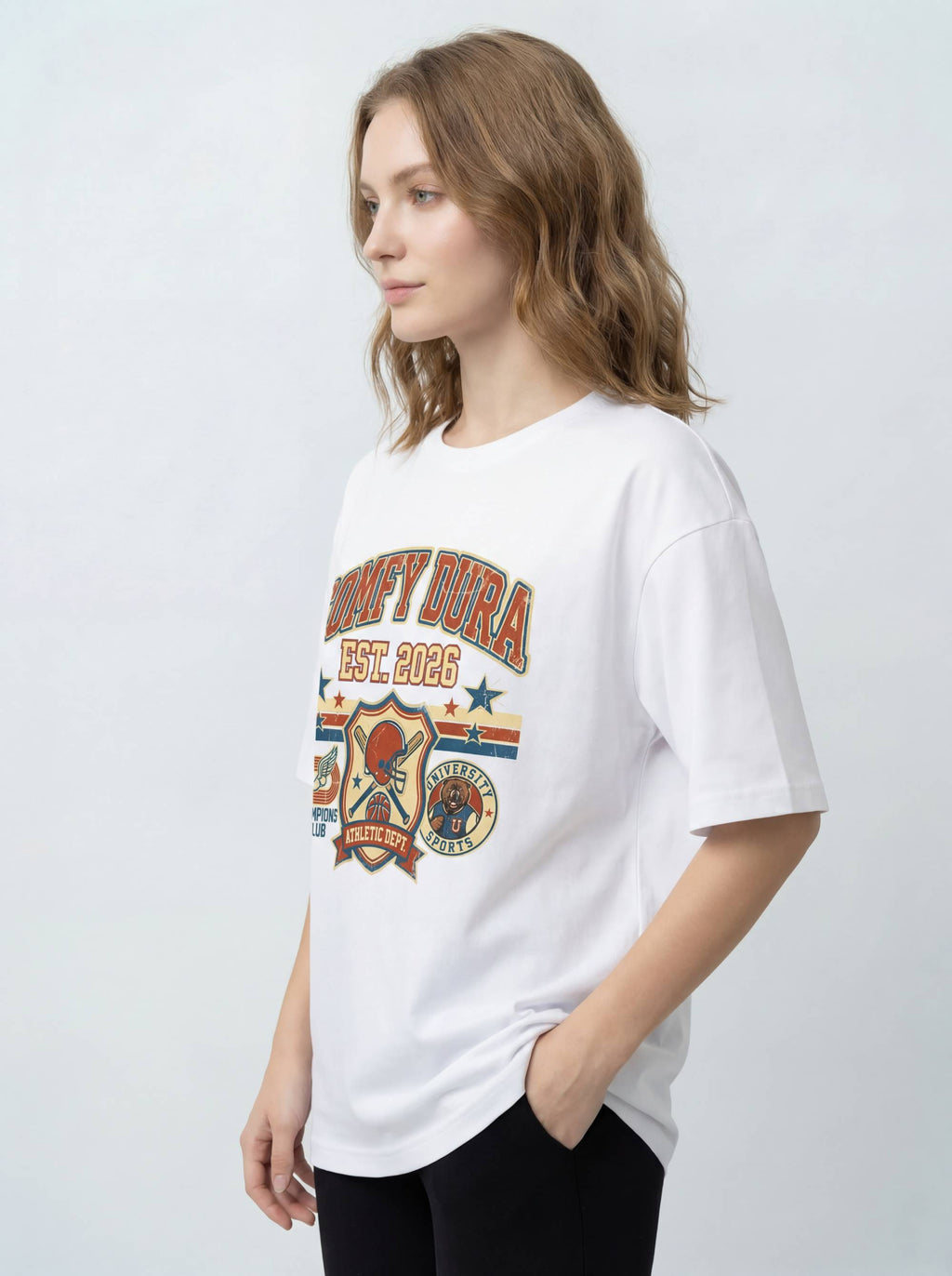 Comfy Dura Vintage Champions White Tee - Vintage T-Shirt Oversized Graphic Tee 100% Cotton