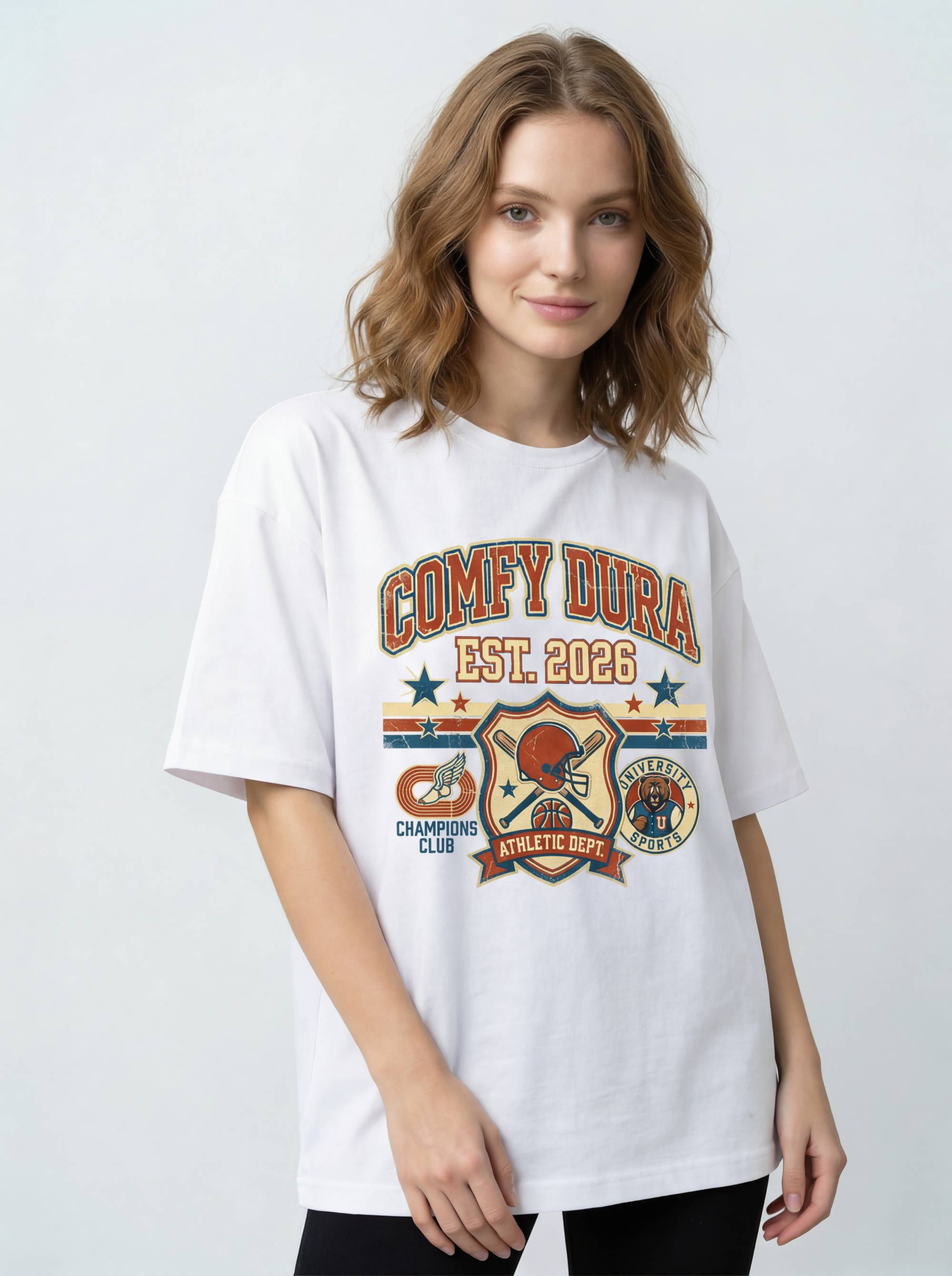 Comfy Dura Vintage Champions White Tee - Vintage T-Shirt Oversized Graphic Tee 100% Cotton